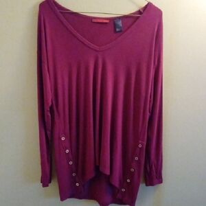 Womans S BKE Raspberry Asymmetrical Blouse with Relaxed Fit